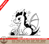 Dragon with Crown SVG + Cute Cartoon Horse with Umbrella & Butterfly SVG SVG