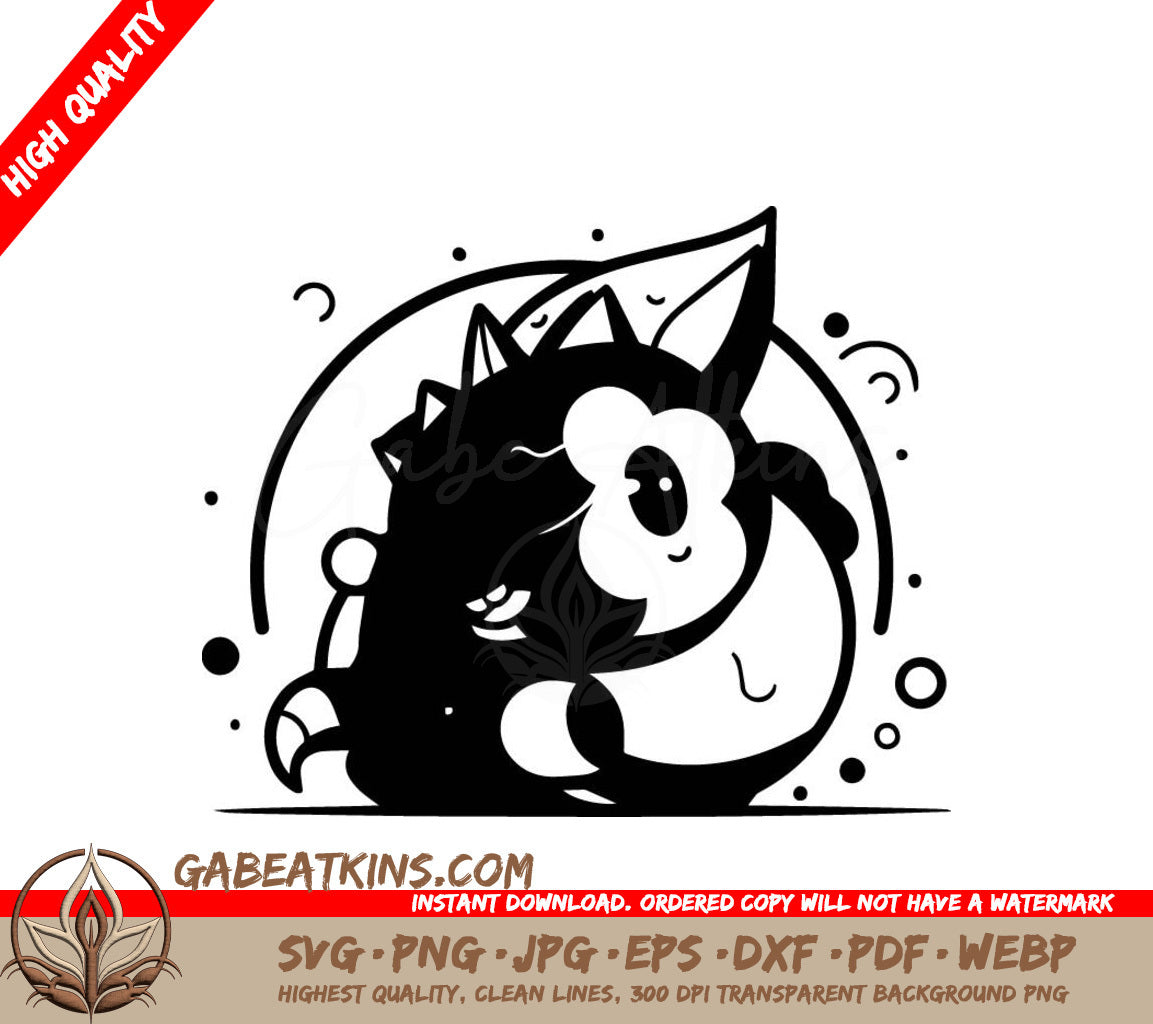 Cute Hedgehog Holding Leaf SVG - Cartoon Monster Illustration SVG