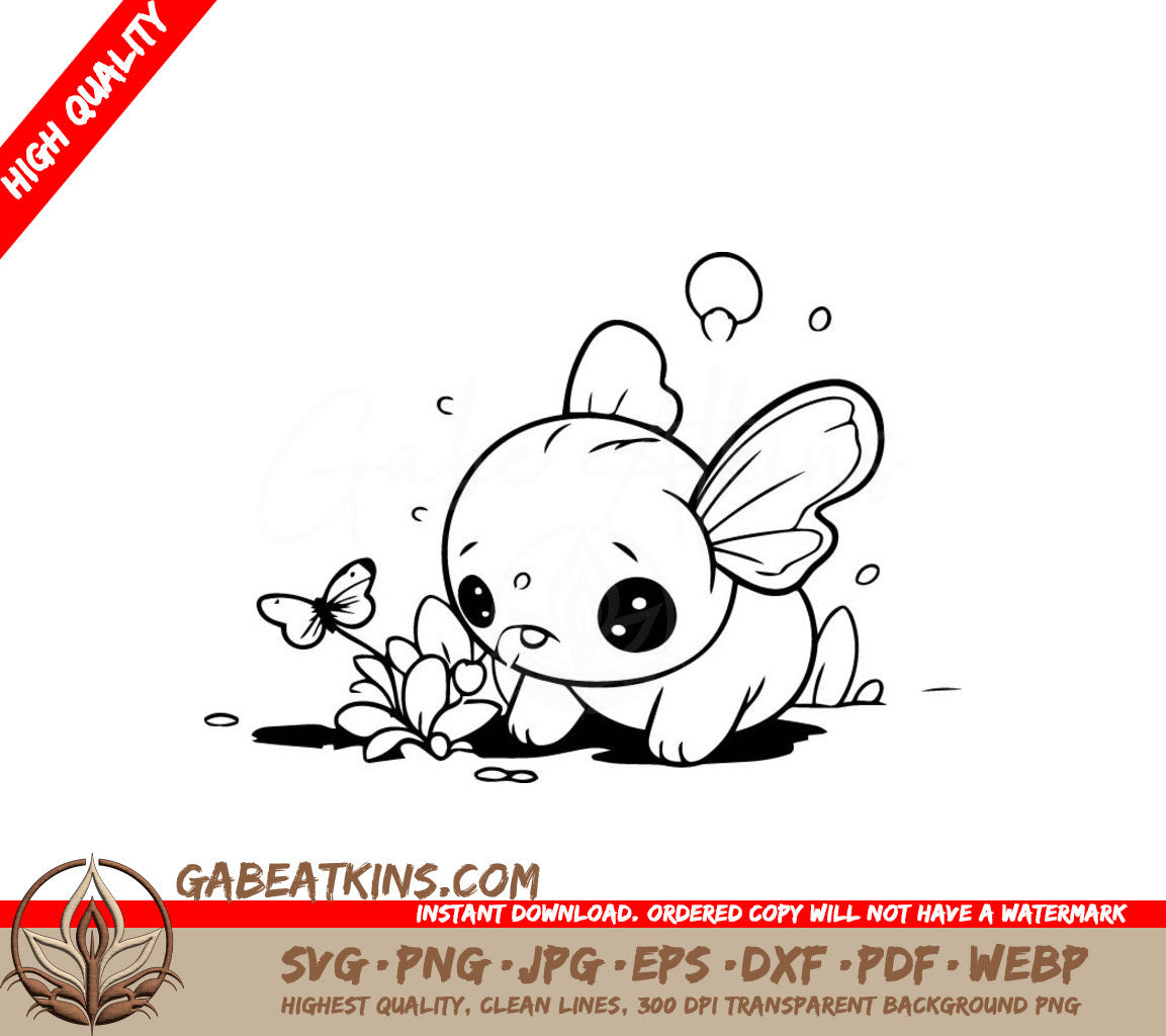 Cute Rabbit with Wings and Butterfly SVG SVG