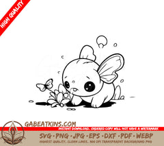 Cute Rabbit with Wings and Butterfly SVG SVG