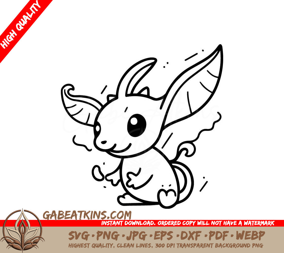 Cute Cartoon Rabbit with Wings & Squirrel SVG Doodle Illustration SVG