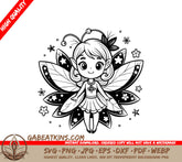 Fairy with Wings SVG - Cute Line Art Illustration SVG