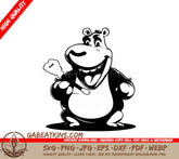 Cute  Hippo with Toothbrush SVG - Duff SVG