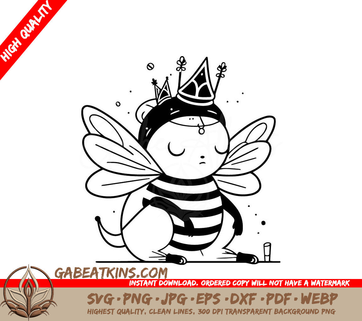 Cute Crowned Bee SVG - Vector Illustration SVG