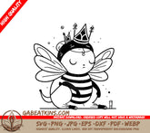 Cute Crowned Bee SVG - Vector Illustration SVG