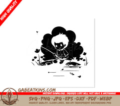 Cute Boy Fishing SVG - Cartoon Illustration SVG