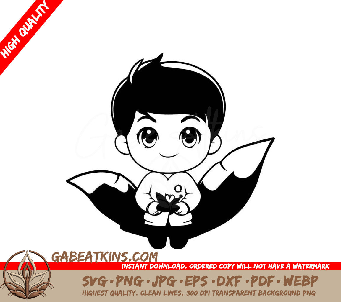 Cute Boy Holding Butterfly SVG - Illustration SVG