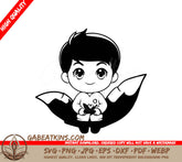 Cute Boy Holding Butterfly SVG -  Illustration SVG