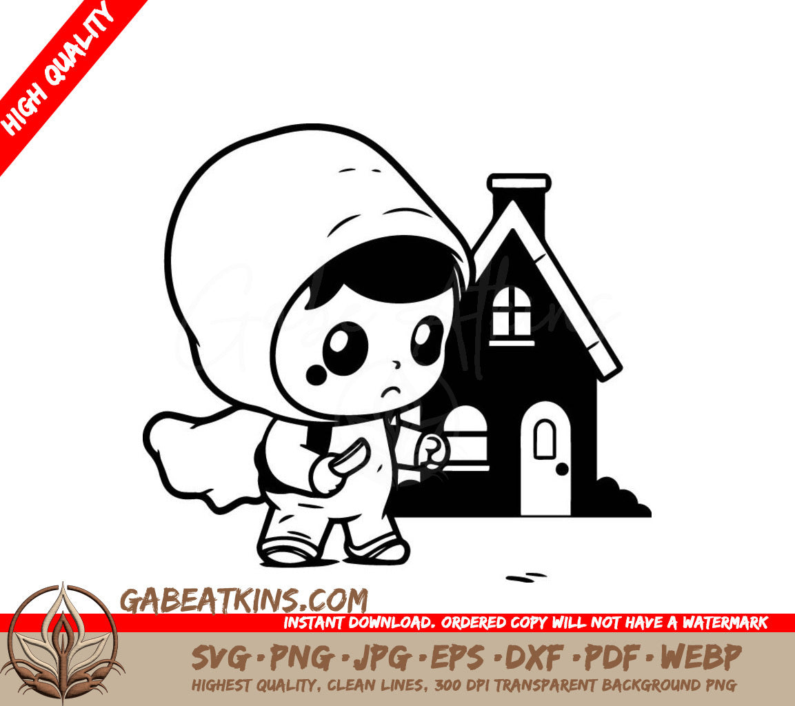 Cute Astronaut Boy House SVG - Drawing SVG