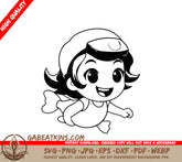 Cute Girl Diving SVG - Illustration SVG