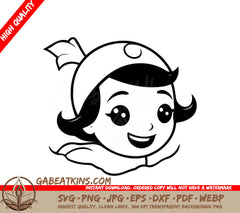 Cute Girl Swimming Pool Cartoon SVG -  Hat Illustration SVG