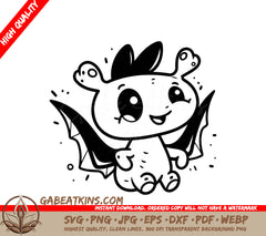 Cute Dragon with Wings SVG - Cartoon Vector Illustration SVG