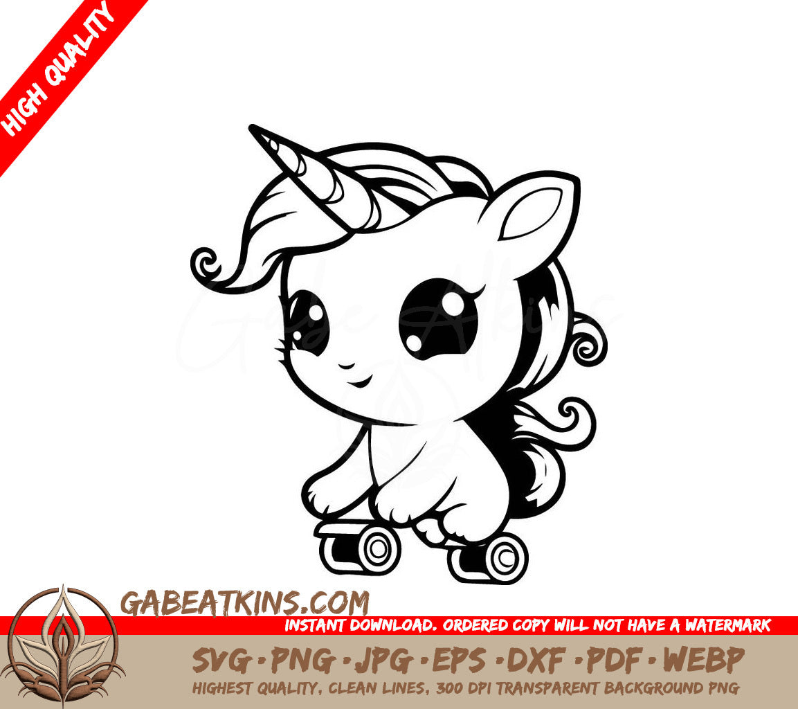 Cute Unicorn Roller Skating SVG SVG