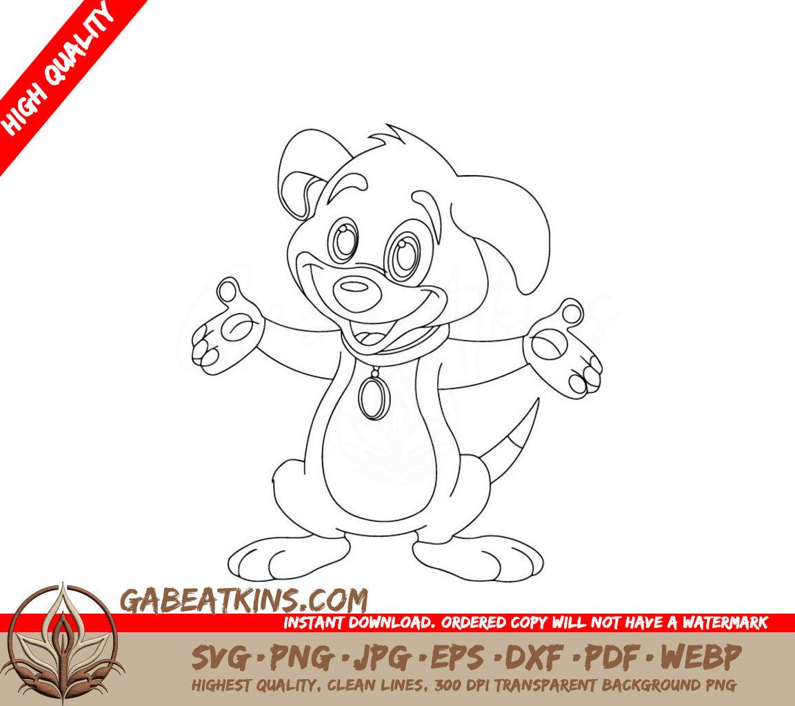 Cute Puppy Dog Outline Coloring Page SVG - Animal Illustration SVG