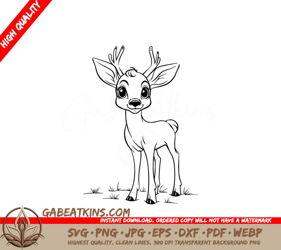 A Baby Deer SVG - Cute Deer in Field SVG