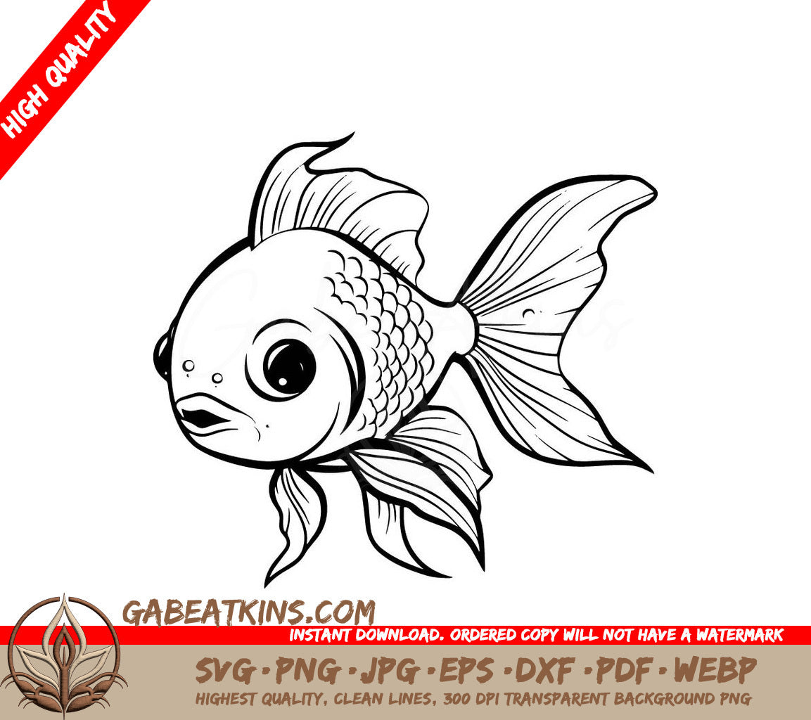 A Goldfish On A White Background SVG - Cute Goldfish SVG