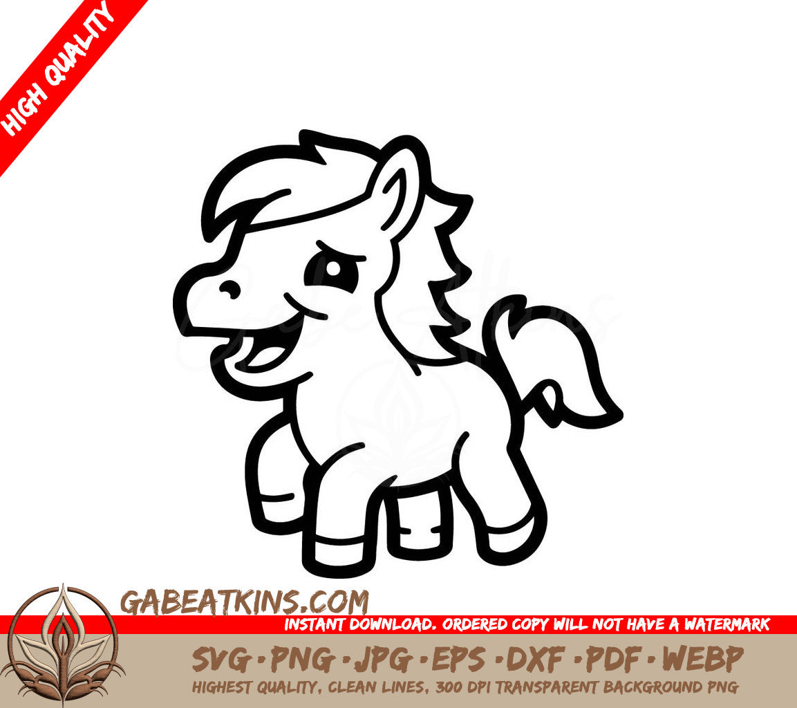A Pony With Its Mouth Open SVG - Cute Horse Cartoon Mascot Character Vector Illustration SVG
