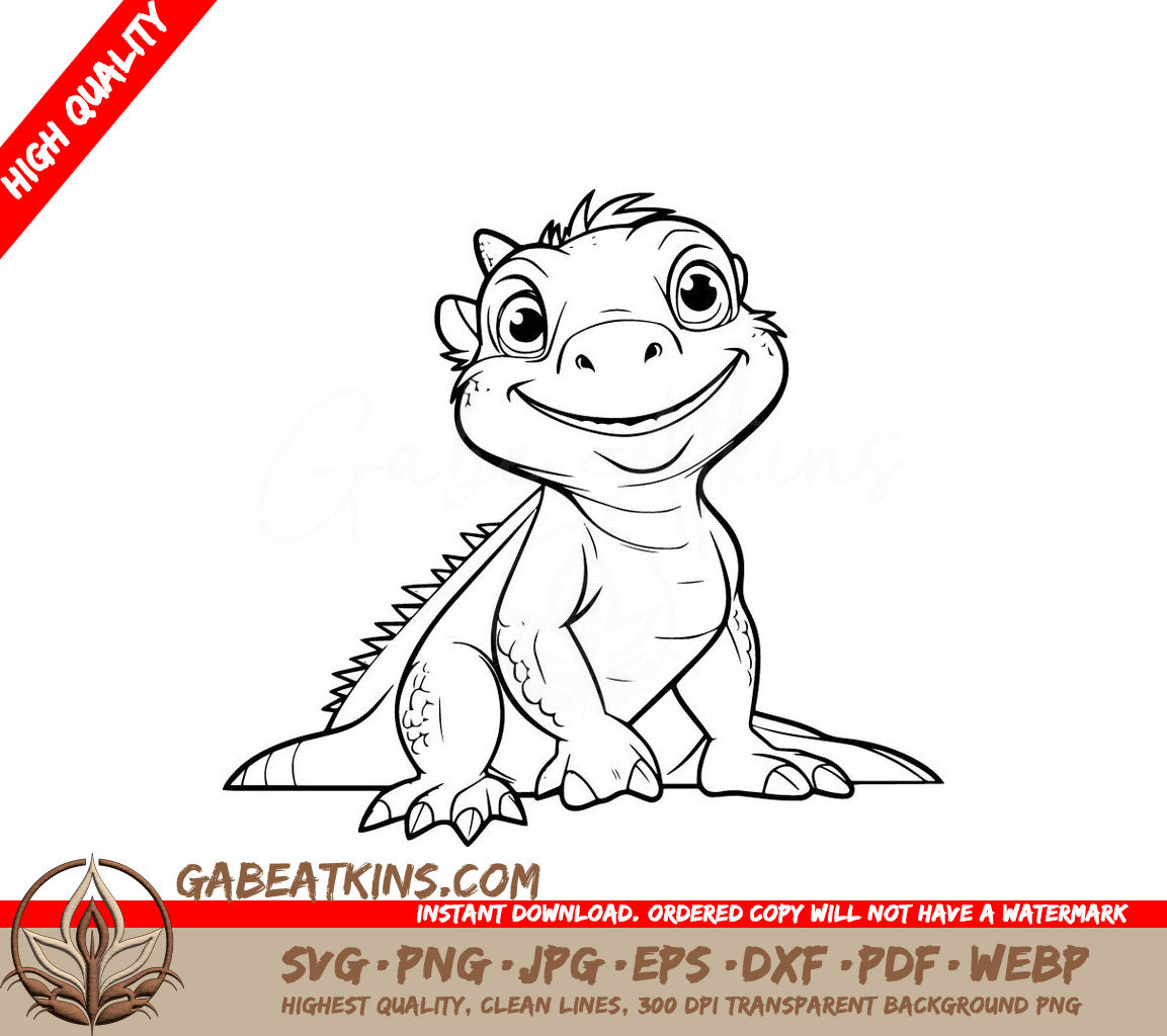 A Smiling Lizard SVG - Cute Iguana SVG