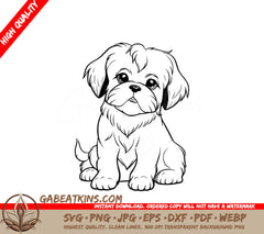 A Puppy Sitting Down SVG - Cute Little Shih Tzu SVG