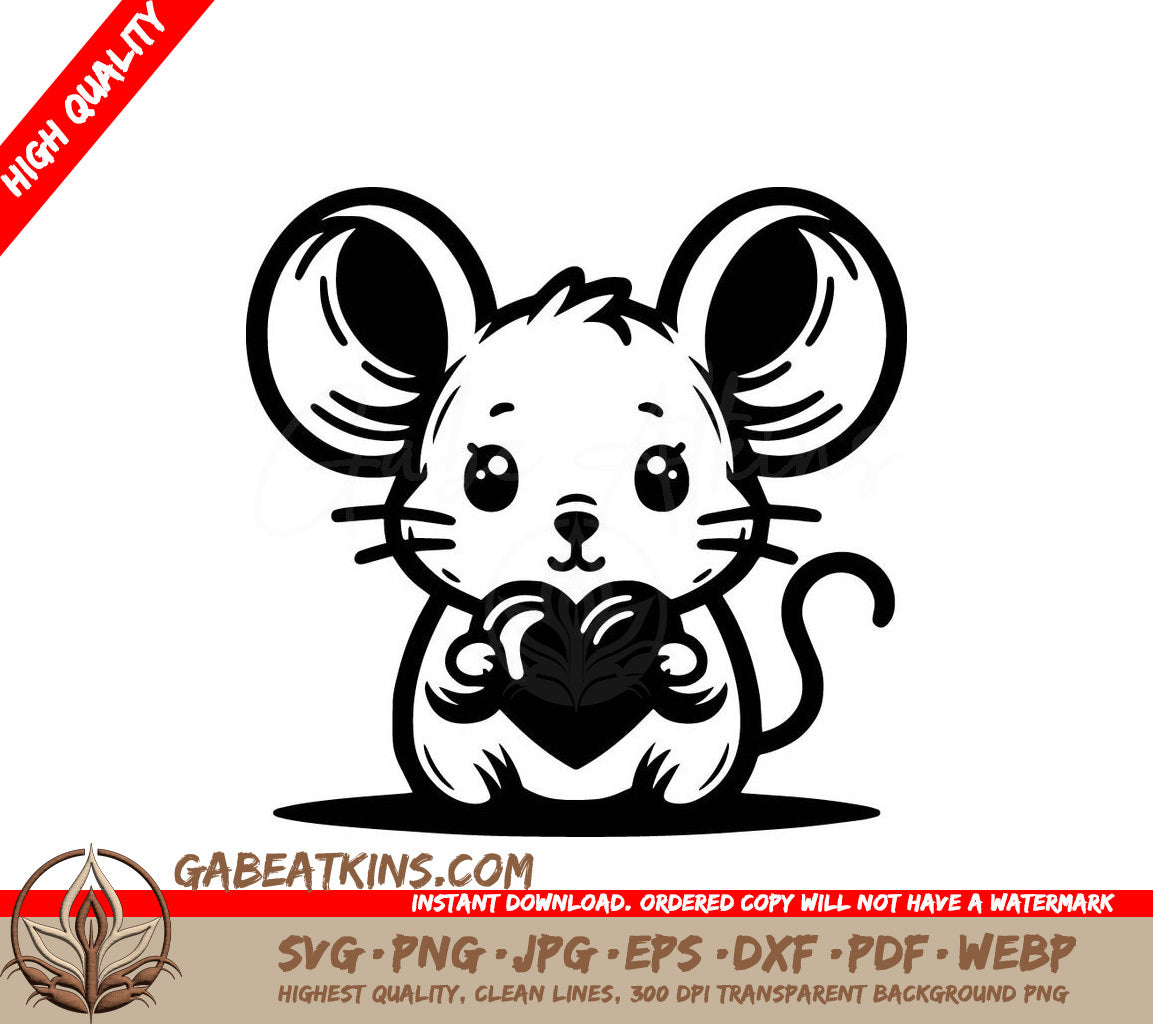 A Mouse Holding A Heart SVG - Cute Mouse Love SVG