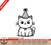 A Cat Wearing A Party Hat SVG - Cute Party Cat SVG