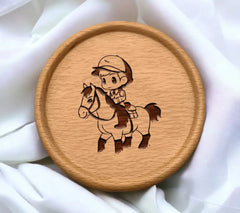 Cute Boy Riding A Horse On White Background Vector Illustration