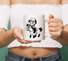 Cute Boy Riding A Horse On White Background Vector Illustration