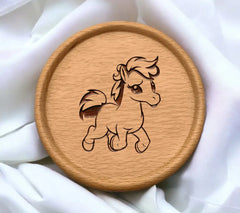 Cute Cartoon Pony Running Vector Illustration Isolated On White Background