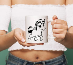 Cute Cartoon Pony Running Vector Illustration Isolated On White Background