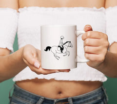 Cute Monochrome Vector Print Of A Young Athlete And Pony Hand Drawn Vector Illustration For Tshirts Posters Cards