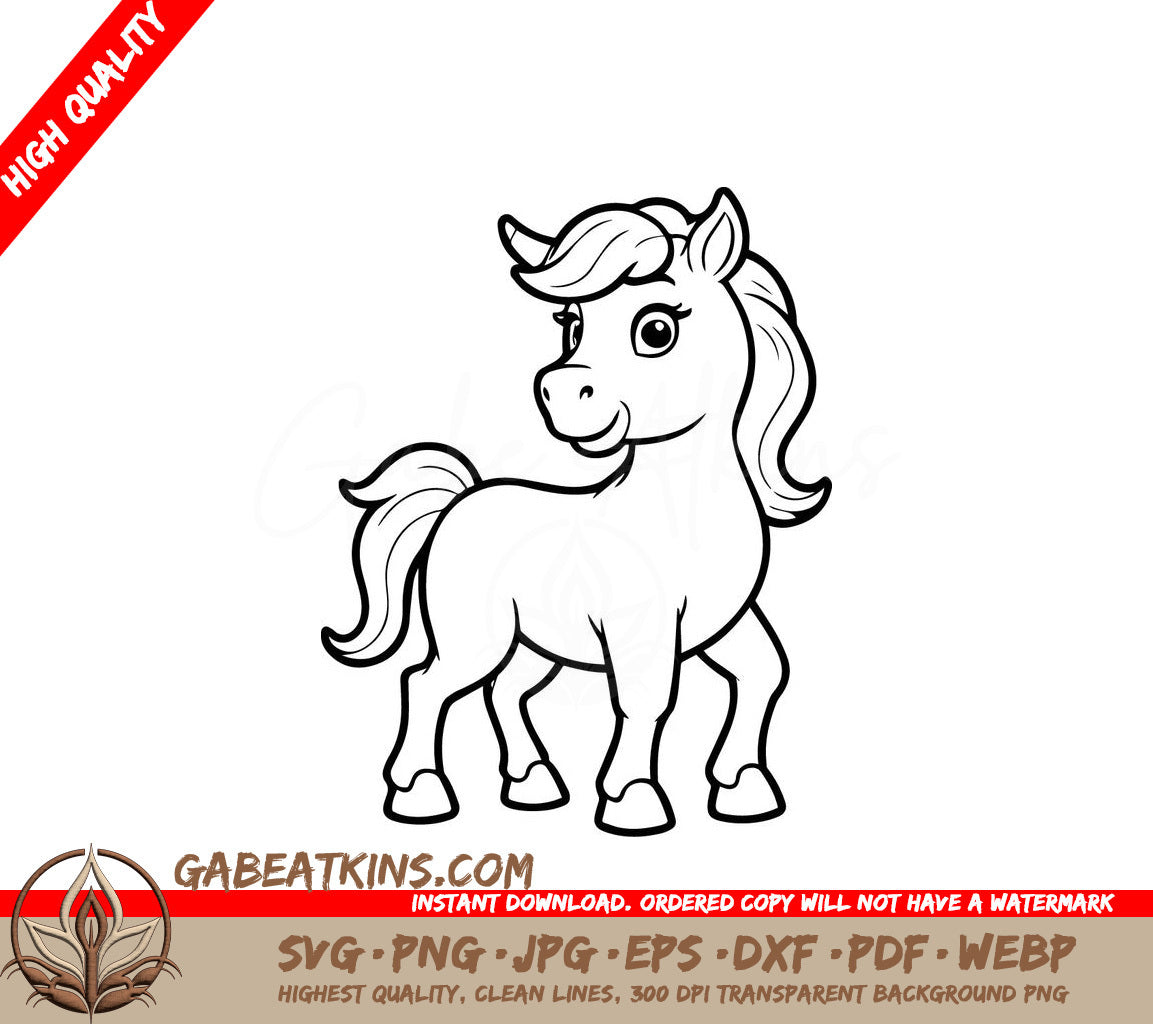 A Pony With A Long Mane SVG - Cute vector illustration Centaur for children colouring activity SVG
