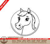 A Horses Head In A Circle SVG - Cute vector illustration Horse colouring page for kids SVG