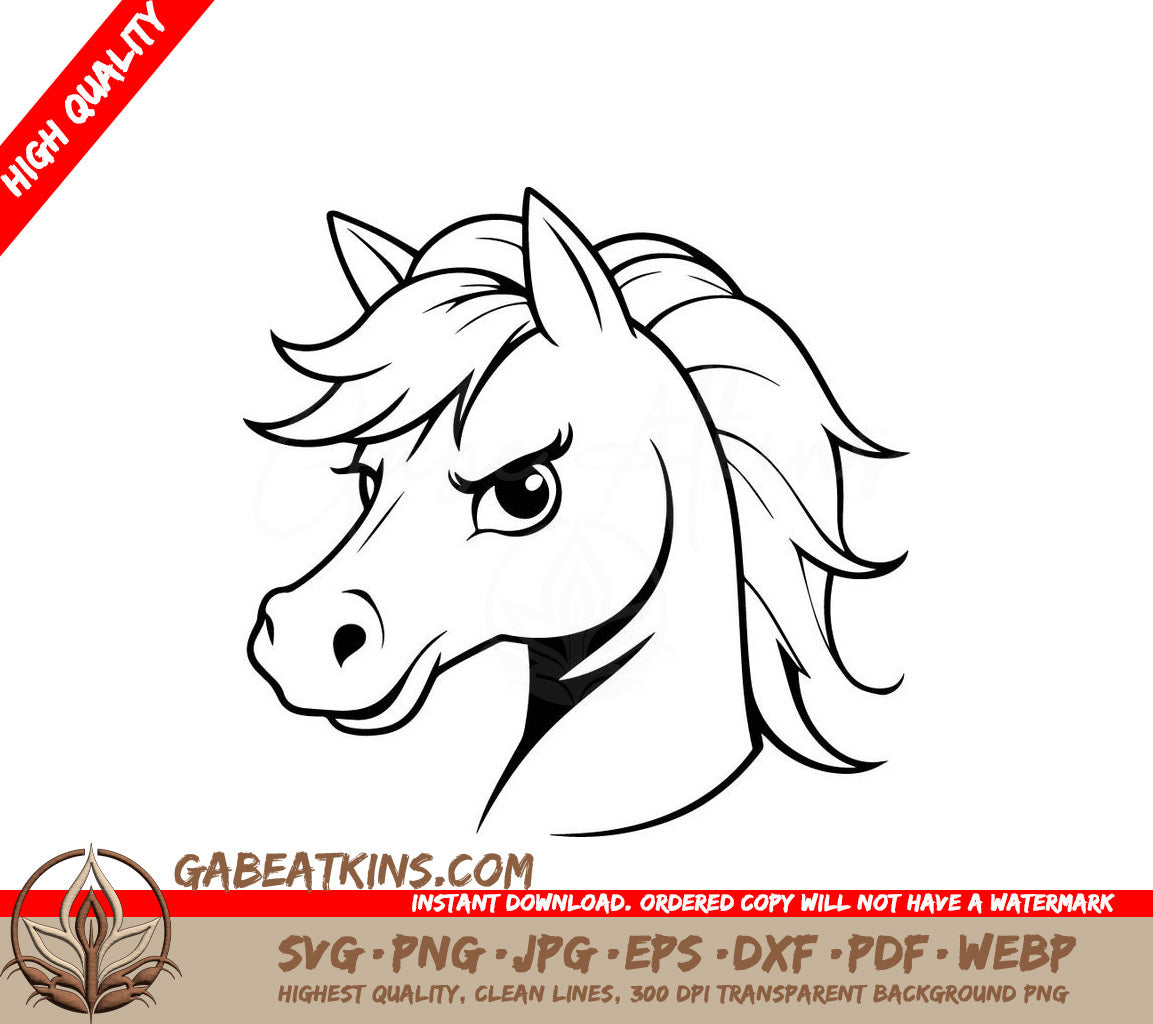 A Horses Head SVG - Cute vector illustration Horse doodle for toddlers coloring activity SVG