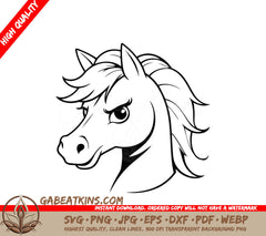 A Horses Head SVG - Cute vector illustration Horse doodle for toddlers coloring activity SVG