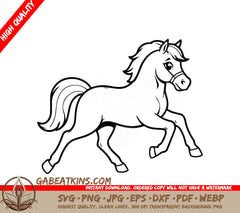 A Horse Running SVG - Cute vector illustration Horse drawing for toddlers book SVG