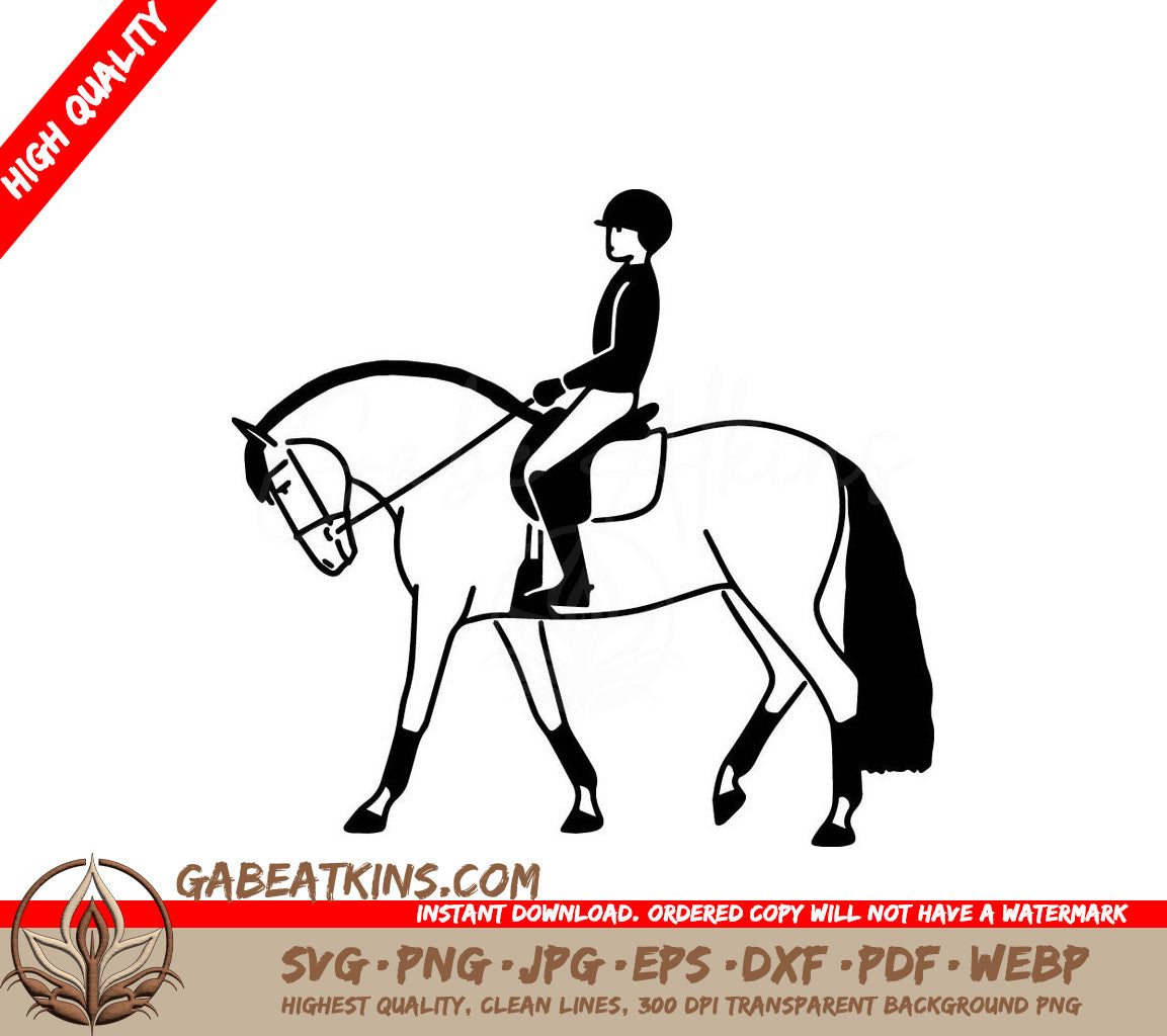 A Person Riding A Horse SVG - Cute vector print in equestrian sport style SVG