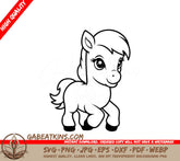 A Baby Pony SVG - Cute white horse character cartoon vector illustration Cute farm animal SVG