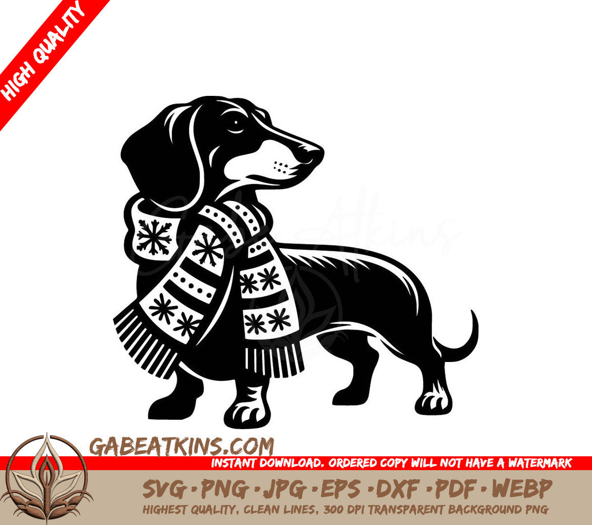 A Dachshund Wearing A Scarf SVG - Dachshund Scarf SVG