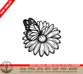 Daisy Butterfly SVG - Digital Product file (SVG, PNG, JPG, AI, PDF, DXF, EPS, WebP)
