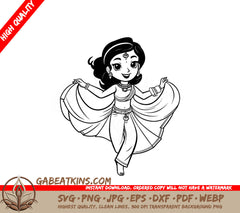 Dancing Woman SVG - Vector Coloring Page SVG