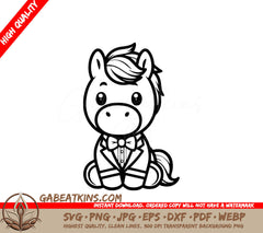 A Pony Wearing A Tuxedo And Bow Tie SVG - Dapper Equine SVG