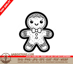 A Gingerbread Man With A Bow Tie SVG - Dapper Gingerbread Man SVG