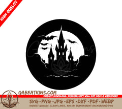 Day of the Dead Castle with Bats SVG - Halloween Ancestor Tribute SVG
