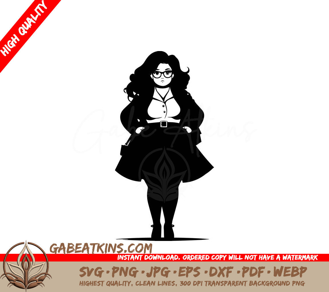 Empowering Plus Size Woman with Glasses - SVG SVG