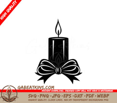 A Candle With A Bow SVG - Decorative Candle SVG