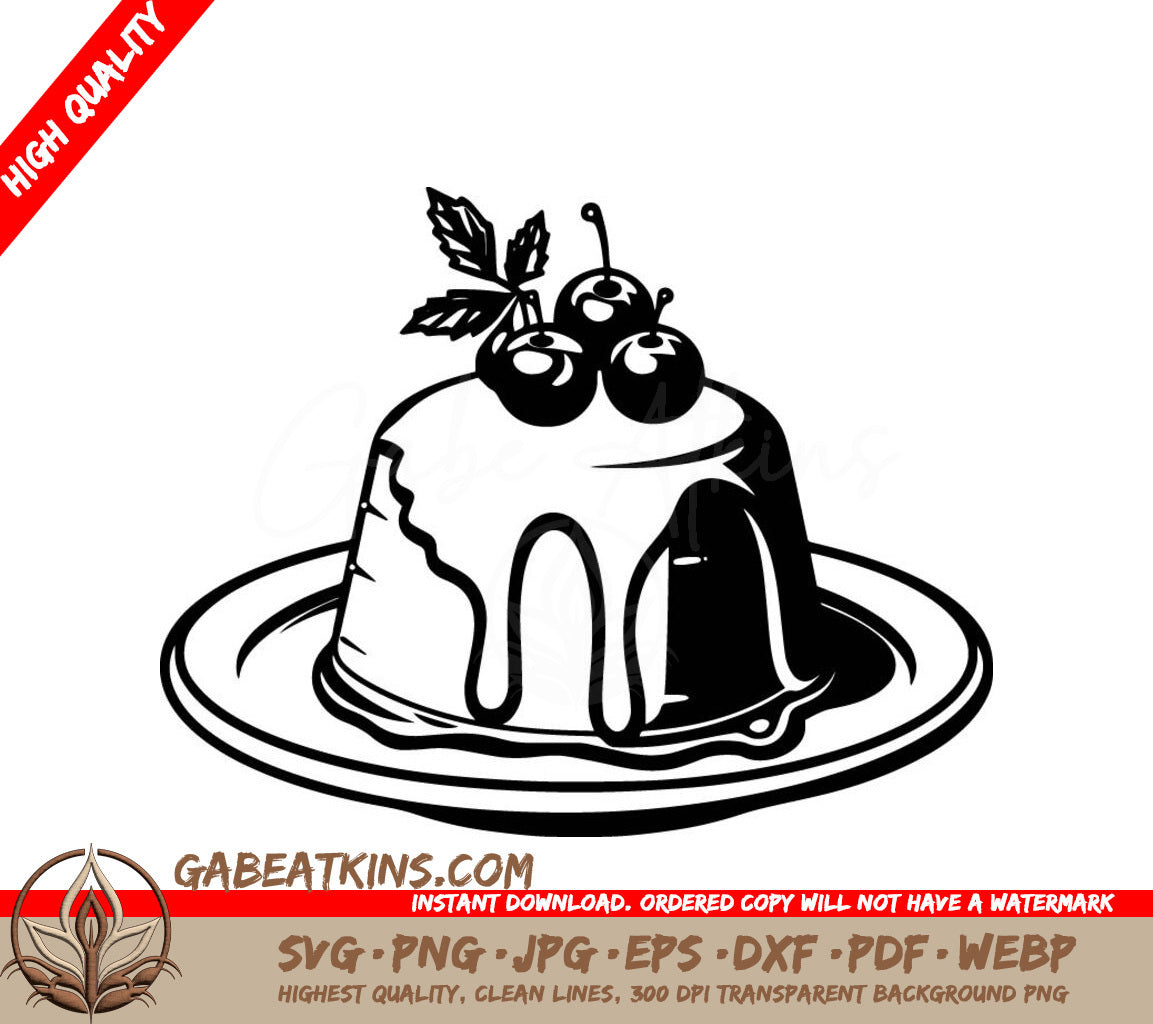 A Pudding With Cherries On Top SVG - Delicious Plum Pudding SVG