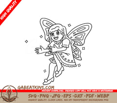 Tooth Fairy with Butterfly Wings SVG Coloring Page SVG