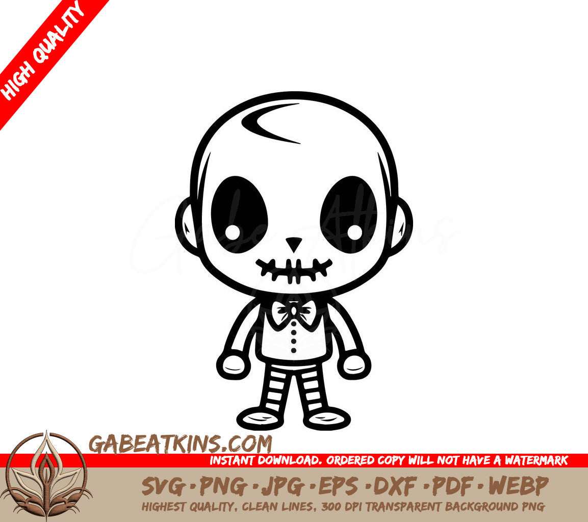 Skeleton with Bow Tie SVG - Detailed Illustration SVG