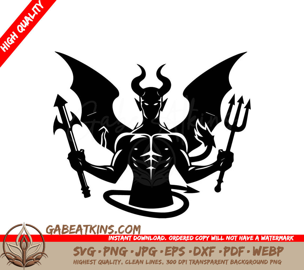 Devil Holding Trident SVG - Silhouette SVG
