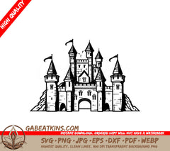 Castle with Flags SVG - Mini Truck Vector Design SVG